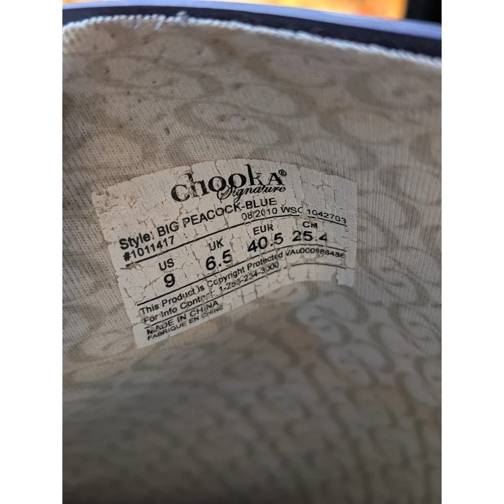 Chooka Signature Big Peacock Blue Tall Rain Boots Women's Size 9 Good Used Vtg